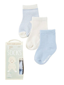 Baby Socks 3-pack. Chalk/Sky