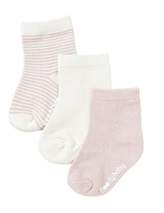 Baby Sock 3-pack, Chalk/Rose